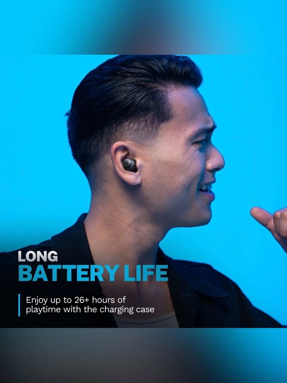 JLAB GO POP+ True Wireless EARBUDS~35+Hours Play~CUSTOM SOUND+BASS BOOST *BLACK